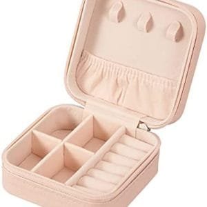 PU Leather Small Jewelry Box, Travel Portable Jewelry Case for Ring, Pendant, Earring, Necklace, Bracelet Organizer Storage Holder Boxes (Pink)