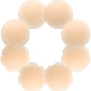 Nipple Covers 4 Pairs for Women, Reusable Adhesive Invisible Pasties Silicone Cover for Dress Pink