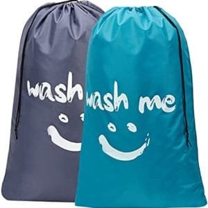 HOMEST 2 Pack XL Wash Me Travel Laundry Bag, Machine Washable Dirty Clothes Organizer, Large Enough to Hold 4 Loads of Laundry, Easy Fit a Laundry Hamper or Basket