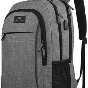 Matein Travel Laptop Backpack, Business Anti Theft Slim Durable Laptops Backpack with USB Charging Port, Water Resistant College School Computer Bag Gifts for Men & Women Fits 15.6 Inch Notebook, Grey