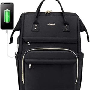 LOVEVOOK Laptop Backpack for Women Fashion Travel Bags Business Computer Purse Work Bag with USB Port, Black