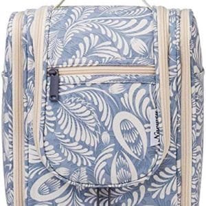 Hanging Travel Toiletry Bag Cosmetic Make up Organizer for Women and Men (Medium, Blue Leaf)