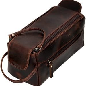 Genuine Buffalo Leather Unisex Toiletry Bag Travel Dopp Kit Made With High Class Buffalo Leather With 101 Year Warrenty With Replacement