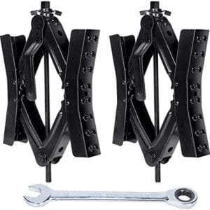 HOXWELL RV Camper Chocks Wheel X Stabilizer for Travel Trailers, Wheel Chock Scissor 2 Sets Tire Locking Chocks Accessories with Wrench (3.5“-12”)