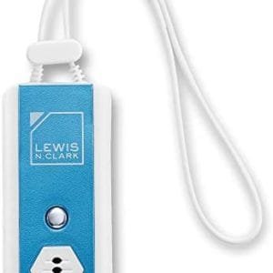 Lewis N Clark Travel Door Alarm + Window Guard Portable Home Security System Battery Operated for Hotel, Bedroom, Apartment & Dorm, with Built in LED Flashlight, Blue