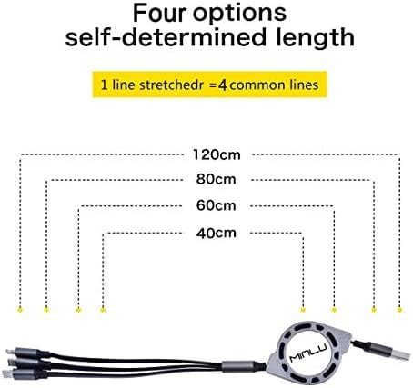 Multi Charging Cable 3A MINLU 2Pack 4ft 3 in 1 Retractable USB Cable Fast Charger Cord with IP/Type C/Micro USB Port for Phone 13 12 11 Xs Xr X 8 7 6 5/Tablets/Samsung Galaxy/Huawei/Sony/LG/HTC/Ps4 5 - Image 4