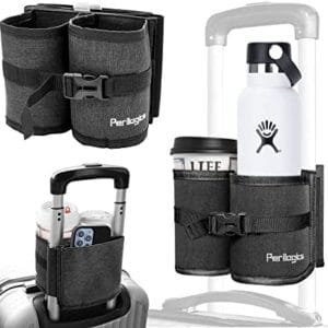 Luggage Travel Cup Holder to Free Your Hands While on the Move. Perfect Travel Accessory for Frequent Traveler, Flight Attendant or With Children (Dark Gray)
