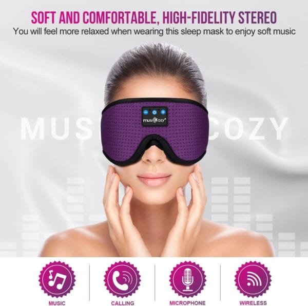 MUSICOZY Sleep Headphones Bluetooth 5.2 Headband Breathable 3D Sleeping Headphones, Wireless Music Eye Mask Sleep Earbuds for Side Sleepers Women Office Air Travel Cool Tech Gadgets Unique Gifts - Image 2