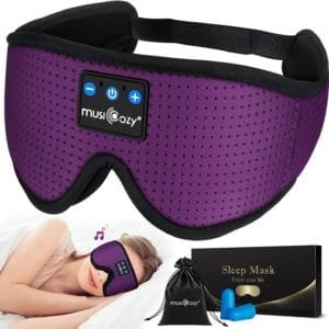 MUSICOZY Sleep Headphones Bluetooth 5.2 Headband Breathable 3D Sleeping Headphones, Wireless Music Eye Mask Sleep Earbuds for Side Sleepers Women Office Air Travel Cool Tech Gadgets Unique Gifts