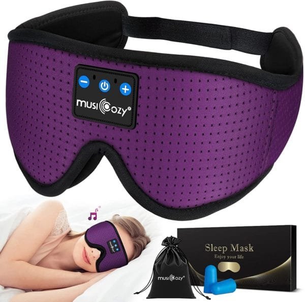MUSICOZY Sleep Headphones Bluetooth 5.2 Headband Breathable 3D Sleeping Headphones, Wireless Music Eye Mask Sleep Earbuds for Side Sleepers Women Office Air Travel Cool Tech Gadgets Unique Gifts