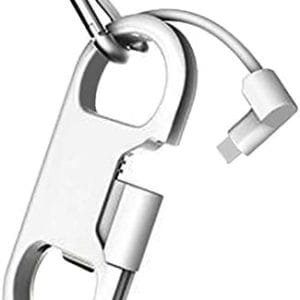 iPhone Charge Lightning Cable + Keychain + Bottle Opener + Aluminum Carabiner,Portable Multifunction Keychain Bottle Opener USB Charging Cord Short Cable for iPhone X/8/7/6S,Gift for Men Women (White)