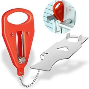 Home Security Door Lock, VIRIDI Portable Travel Doorlocks for Airbnb Hotel Room Bedroom Add Extra Safety Privacy Solid Removable No Drill Door Jammer Latch for House Apartment School Selfdefense Item