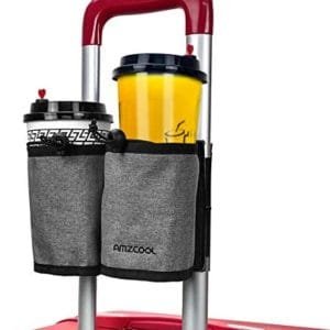 Luggage Travel Drink Bag Cup Holder Free Your Hand for Drink Beverages Caddy Coffee with Backpack Fits All Suitcase Handles (Grey)