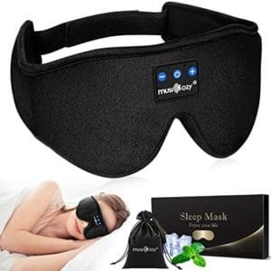 MUSICOZY Sleep Headphones Bluetooth Headband Sleeping Headphones Sleep Mask, Wireless Sleep Mask Earbuds for Side Sleepers Men Women Office Nap Air Travel Cool Tech Gadgets Unique Gifts Boys Girls