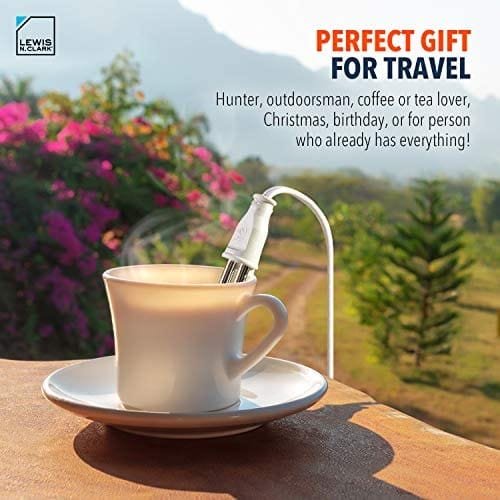 Lewis N. Portable Immersion Water Heater + Electric Kettle Alternative for Coffee, Tea + Hot Chocolate, Camping, Travel + Office w/Travel Adapter, White, 120/240v - Image 7