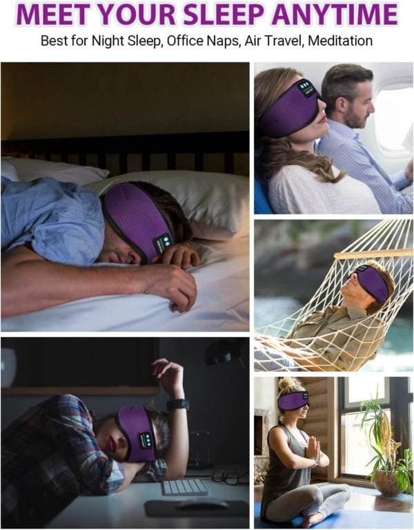 Sleep Headphones, White Noise Sleep Mask 3D Music Bluetooth Sleeping Eye Mask Sleeping Headphones for Side Sleepers Sleep Mask with Bluetooth Headphones Gifts for Men Women - Image 6