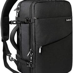Inateck Cabin Luggage Carry On Backpack for Travel, Flight Approved 40 Litre Business Travel Rucksack Hand Luggage Fit 17 Inch Laptop, with Rain Cover for Men Women - Black