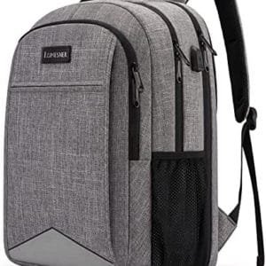 Lumesner Laptop Backpack for Men,Water Resistant Travel Laptop Backpack with USB Charging Port,Anti Theft College School Backpack Laptop Bag for Women Fits 15.6 Inch Computer and Notebook-Grey