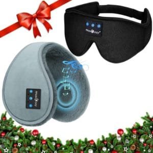 MUSICOZY Ear Warmers Earmuffs Sleep Headphones Bluetooth Headband Eye Mask Sleeping Earbuds for Winter Side Sleepers Workout Running Insomnia Travel Yoga Office Cool Gadgets Tech Unique Gifts, 2 Pack