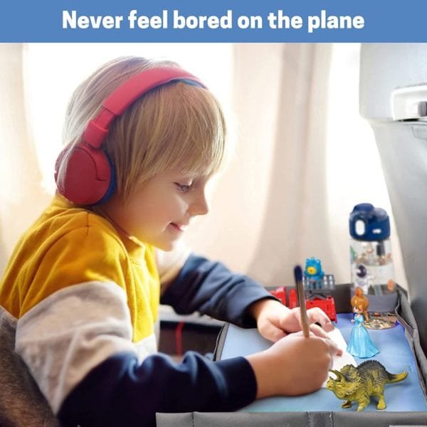 GNEGNI Kids Travel Tray for Airplane, Foldable Travel Tray Cover Blue on Train Plane Travel Essentials, Toddlers Travel Tray Table Fit For Toys Snacks with Strap Tighten & Portable Storage bag - Image 5