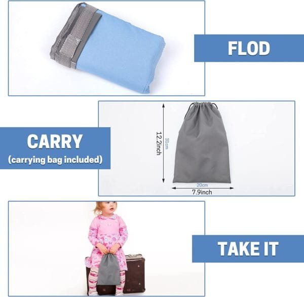 GNEGNI Kids Travel Tray for Airplane, Foldable Travel Tray Cover Blue on Train Plane Travel Essentials, Toddlers Travel Tray Table Fit For Toys Snacks with Strap Tighten & Portable Storage bag - Image 6
