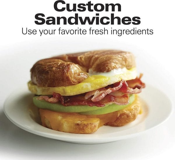 Hamilton Beach Breakfast Sandwich Maker with Egg Cooker Ring, Customize Ingredients, Perfect for English Muffins, Croissants, Mini Waffles, Single, Silver - Image 3