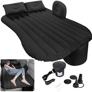 Milky House Car Air Mattress, Removable Black Backseat Air Bed with Air-Pump, Portable Car Travel Bed with Pillows Fits Most Car Models for Travel, Hiking, Camping, Trip & Outdoor Activities