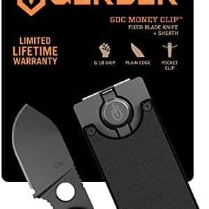 Gerber Gear 31-002521N GDC Pocket Knife Money Clip, GDC Fixed Blade Knife and Case, EDC Gear, Stainless Steel