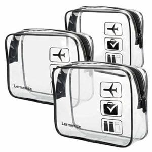 Lermende 3pcs TSA Approved Toiletry Bag with Zipper Travel Luggage Pouch Carry On Clear Airport Airline Compliant Bag Travel Cosmetic Makeup Bags for Men Women - Black