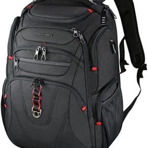 KROSER TSA Friendly Travel Laptop Backpack 17.3 inch XL Computer Backpack Water-Repellent College Daypack Business Backpack with RFID Pockets & USB Port for Men/Women-Black