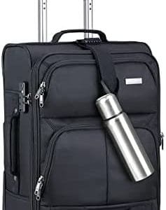Hanke 【New Arrival】 Multi-function 20" Softside Expandable Carry on Luggage with Spinner Wheels, Lightweight upright Suitcase with TSA Lock,Rolling Travel Luggage for Woman & Men, 20-Inch(Black)