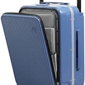 Mixi Carry On Luggage 20'' Suitcase with Front Laptop Pocket, Wide Handle Rolling Travel Suitcases PC Hardshell with Aluminum Frame Spinner Wheels & TSA Lock, Carry-On Luggage(Sapphire Blue)