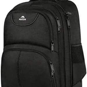 MATEIN Wheeled Backpack, 18 inch Laptop Backpack with Wheels for College, Rolling Travel Backpack, Carryon Trolley Luggage Suitcase Compact Business Computer Bag for Men Women, Black