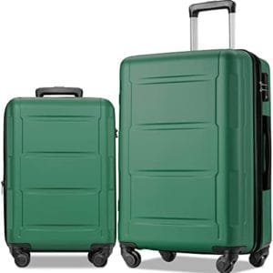 Merax Luggage Sets 2 piece Carry on Luggage Suitcase Sets of 2, Hard Case Luggage Expandable with Spinner Wheels (Green 2-Piece (20/28))