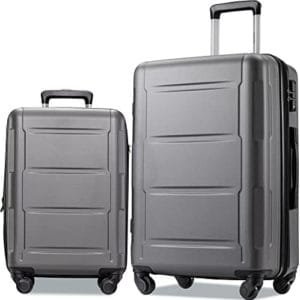 Merax Luggage Sets 2 piece Carry on Luggage Suitcase Sets of 2, Hard Case Luggage Expandable with Spinner Wheels (Black 2-Piece (20/28))