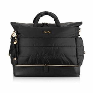Itzy Ritzy Dream Weekender Lightweight Travel & Hospital Bag Features Base Compartment & 12 Pockets, Midnight Black