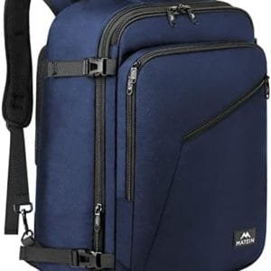 MATEIN Weekender Backpack, Durable Large Capacity Travelling Suitcase Backpack with Strap for Clothes, Expandable Flight Approved Business Carry on Backpack for International Travel, Blue