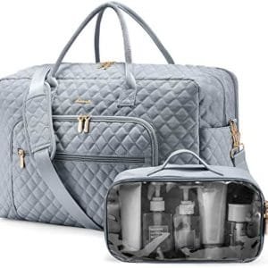 LOVEVOOK Travel Duffle Bag, Weekender Bag for Women with Toiletry Bag Carry on Overnight Bag with Laptop Compartment, Yoga Gym Bag with Wet Pocket Shoe Bag, Hospital Bag for Labor and Delivery, Beige