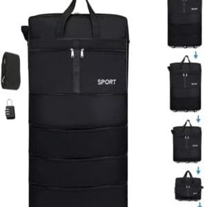 Gloyuda Expandable Foldable Luggage 42'' Suitcase With Spinner Wheels Rolling,Duffel Travel Bag Large Capacity for Women Men Lightweight Luggage, With combination lock strap