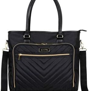 Kenneth Cole Reaction Chelsea Quilted Chevron 15" Laptop & Tablet Business Tote With Removeable Shoulder Strap, Black