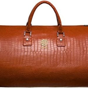 Modoker Convertible Leather Garment Bag, Carry on Garment Bags for Travel Waterproof Garment Duffel Bag Gifts for Men Women Business - 2 in 1 Hanging Suitcase Suit Travel Bags in Light Brown