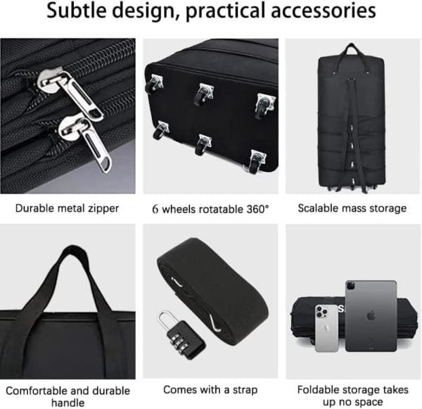 Gloyuda Expandable Foldable Luggage 42'' Suitcase With Spinner Wheels Rolling,Duffel Travel Bag Large Capacity for Women Men Lightweight Luggage, With combination lock strap - Image 3